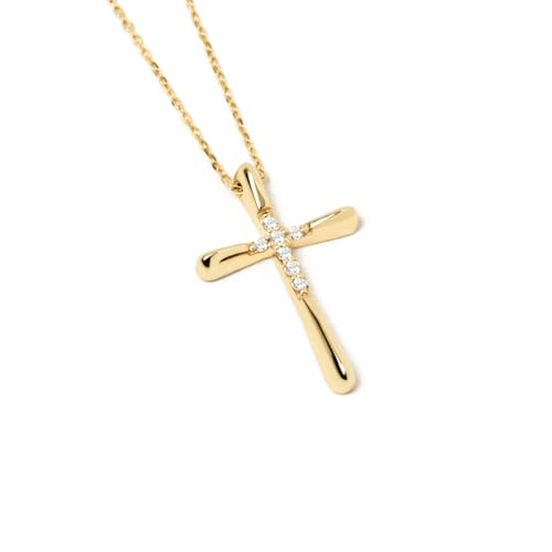 Gelin Diamond Bold Cross Necklace in 14K Solid Gold4