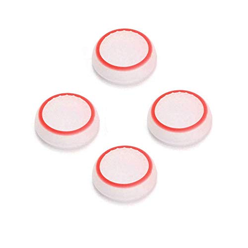 Image of 4PCS Silicone Thumb Stick Joystick Analog Grip Thumbsticks Cap Cover Case for PS4 PS3 PS2 Xbox One Xbox 360 Wii U NS Pro Controller (White-Red)