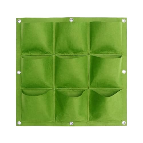 Vertical 12-Pocket Felt Planting Bag Wall Hanging Planter Green 50cmx50cm Flat Bottom Grow For Indoor Outdoor Garden