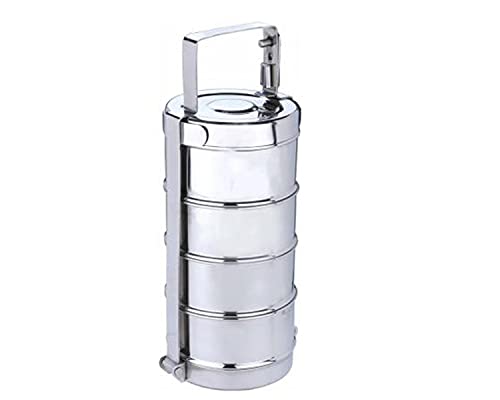 Image of BLeaf Stainless Steel-4 Container Lunch Box /Tiffin Box-Food Grade 4 Tier Dabba (800ml)