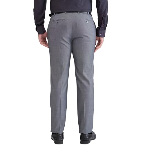 Image of Raymond Men Contemporary Fit Structure Pattern Terry Rayon Blend Pleatless Formal Trouser