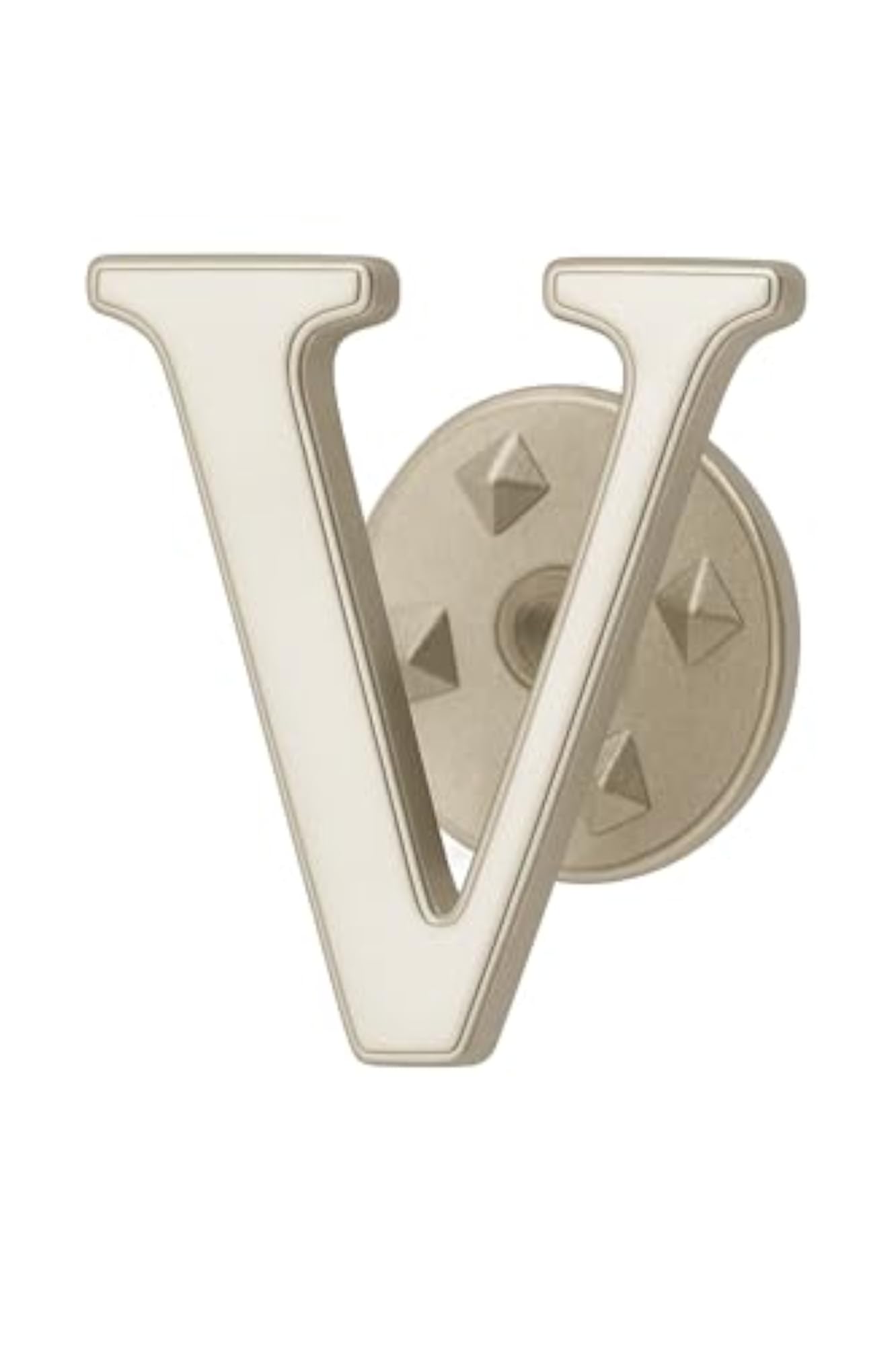 Letter V Lapel Pin, Premium Polished Silver Initial Badge