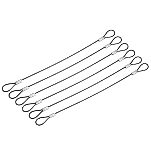 TA-VIGOR 6Pcs 7.87 Inch Safety Cable Lock, 2mm Stainless Steel Security Wire Ropes with Double Loop Ends for Outdoor Gate, Stage Lighting, Luggage, Suitcase and Wire Locking, 20cm
