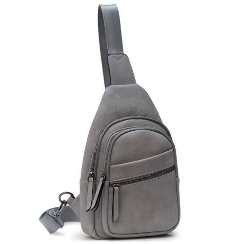 Image of Alldaily Large Sling Bag for Women Crossbody Purse Leather Fashionable Trendy Chest Bag for Travel, Fanny Pack (Grey)