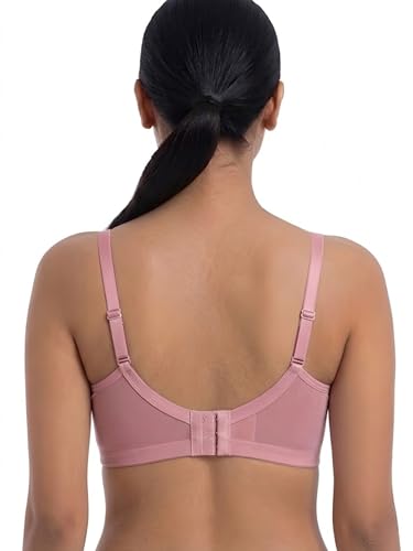 Image of Yuneek Women's Full Coverage Everyday Bra | Non-Padded Non-Wired | Seamless T-Shirt Bra for Women | Soft Cotton Blend | Adjustable Straps | Comfortable