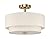 XiNBEi Lighting 16inch Semi Flush Mount Ceiling Light, 3-Light Brass Double Drum Light Fixture with Linen Shade Close to Ceiling Lamp for Bedroom Living Room Kitchen XB-SF1289-BS