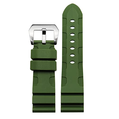 Bracelet étanche 24mm vert pour PAM111, silicone durable pour un confort au quotidien