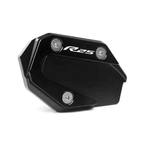 キックスタンドパッドサポートアクセサリ オートバイ CNC キックスタンド足側スタンド延長パッドサポートプレート拡大 YZF-R3 YZF-R25 MT-03 MT-25 YZF MT R3 R25(R25 Black)