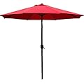 Sunnyglade 9' Patio Umbrella Outdoor Table Umbrella with 8 Sturdy Ribs (Red)