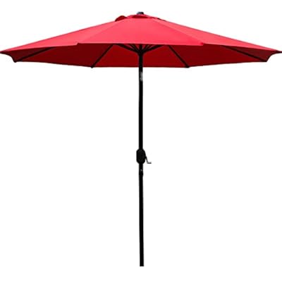 Sunnyglade 9' Patio Umbrella Outdoor Table Umbrella with 8 Sturdy Ribs (Red)