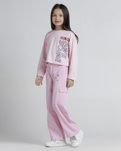 Image of Under Fourteen Only Girls Cotton Tops Collection - Round Neck, Crop Top, Full & Half Sleeve, Drop Shoulder, Ruffle Sleeve, Graphic Printed, Embroidered & Slub Knit Styles