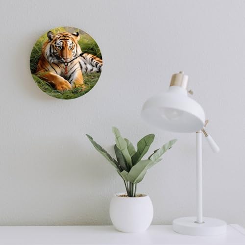 Horloge murale décorative moderne tigre bois design épuré - 7