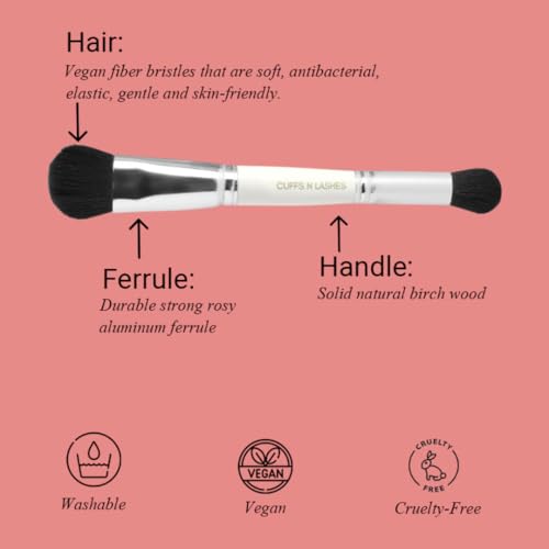 Image of Cuffs N Lashes Dual Makeup Brush | 2-in-1 Concealer &Foundation Brush | Seamless Blending for Liquid &Powder | Soft Premium Bristles | Travel Friendly Multipurpose Face Brush