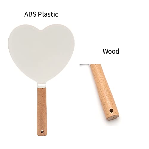 Yeake Hand Held Mirror With Handle For Makeup,Small Cute Wood Hand Mirror For Shaving With Hole Hanging Single-Sided Portable Travel Vanity Mirror For Men&Women(Heart) #TOP4