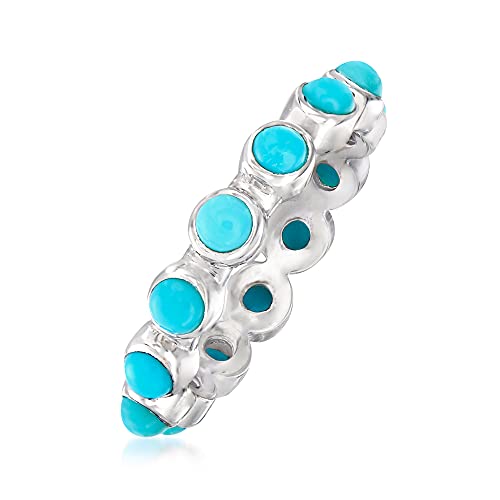 Ross-Simons Turquoise Eternity Band In Sterling Silver. Size 8 #TOP25