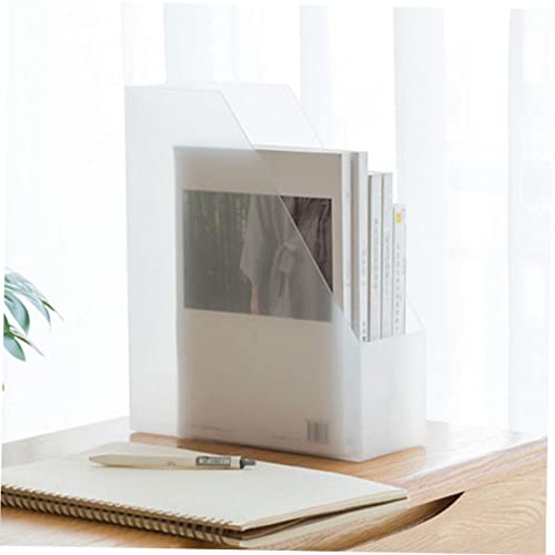 GRIRIW 2pcs Transparent File Rack Multipurpose Desktop Document Organizer for Office Home and Study Vertical Bookshelf for Efficient File Storage and Management - Image 2