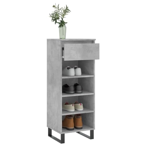 Estante de pasillo moderno tipo zapatero gris hormigón compacto 5