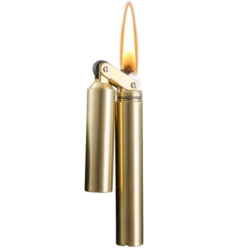 Vintage Trench Lighter, Wheel Kerosene Copper Lighter, Creative Brass Lighter (No Fuel)