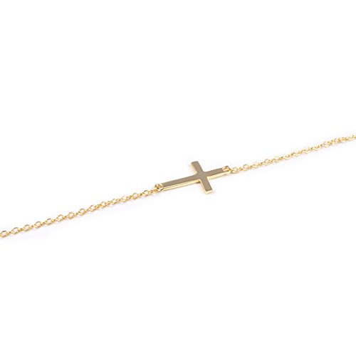 Collar Plata Dorada con cruz horizontal - Estuche Regalo - Mondepetit
