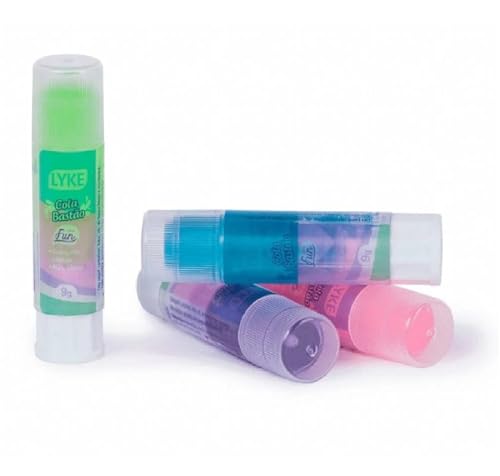 Kit 12 Colas Bastão Colorida Transparente - Cores Pastéis Perfumada - 9g - Lyke