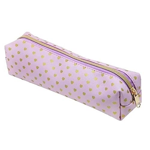 Estojo Estampado 1 Zíper Pompom Lilás e Branco, BRW
