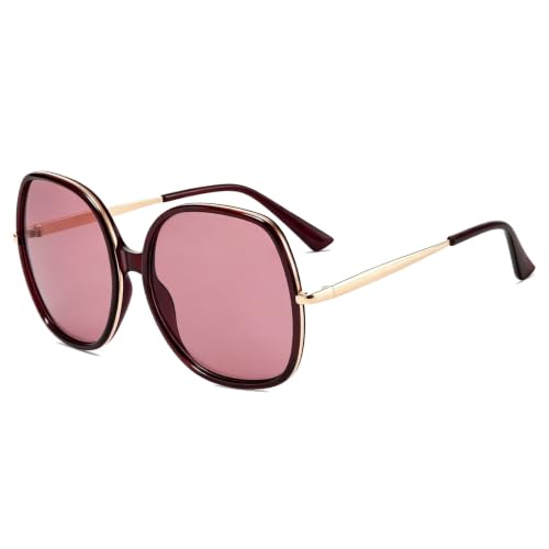 Image of Freckles Mark 70s Super Oversize Square Sunglasses for Women Vintage Rectangular Plastic Frame