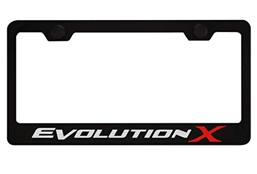 Fit Mitsubishi Evolution X Matt Black Liecnese Plate Frame with Caps