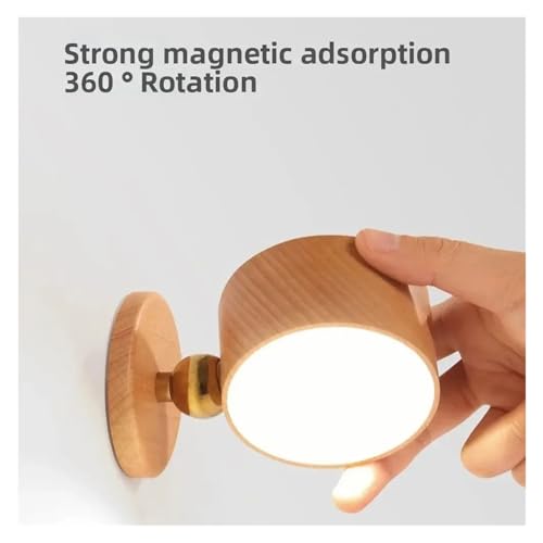 Aplique LED de madera con rotación 360 y luz táctil regulable 4