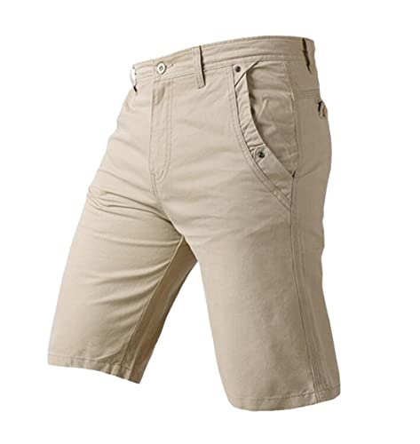 Bermuda d'été pour homme anti-transpiration en coton léger kaki