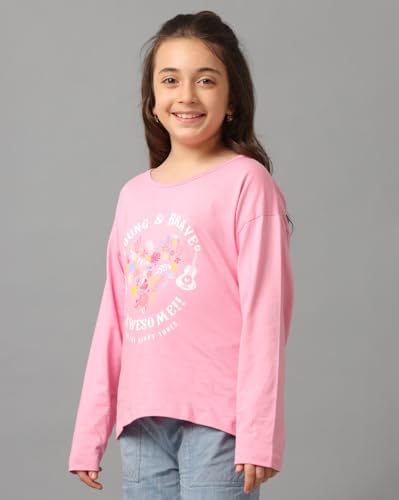 Image of Girls Cotton Tops Collection - Round Neck, Crop Top, Full & Half Sleeve, Drop Shoulder, Ruffle Sleeve, Graphic Printed, Embroidered & Slub Knit Styles, Soft Breathable Fabric for Kids Casual Wear