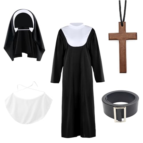 Costume de religieuse de qualité supérieure pour femme avec panoplie d'accessoires de fête