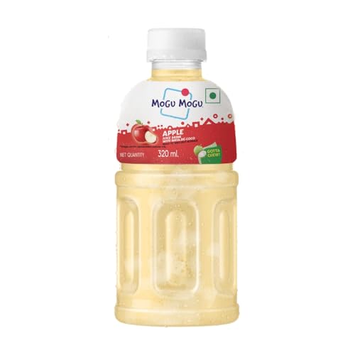 Image of Mogu Mogu Apple Juice Drink with Nata de Coco Jelly 320ml (Pack of 6)| Refreshing Tropical Thai-Made Sip & Chew Beverage