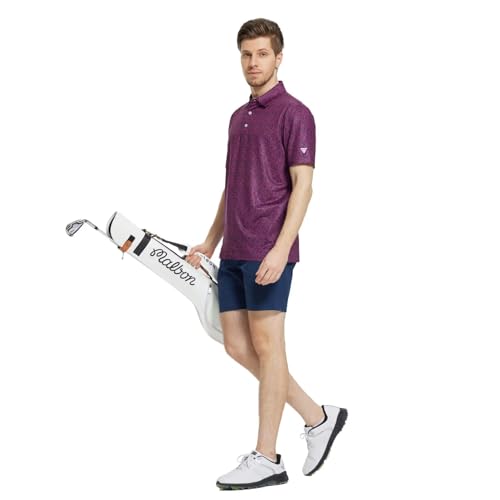 M MAELREG Mens Golf Shirt Short Sleeve Dry Fit Print Moisture Wicking Performance Patterns Collared Polo Shirt