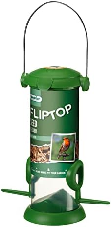Gardman A01235 Flip Top Seed Feeder Bird, Green, 10 x 10 x 15 cm