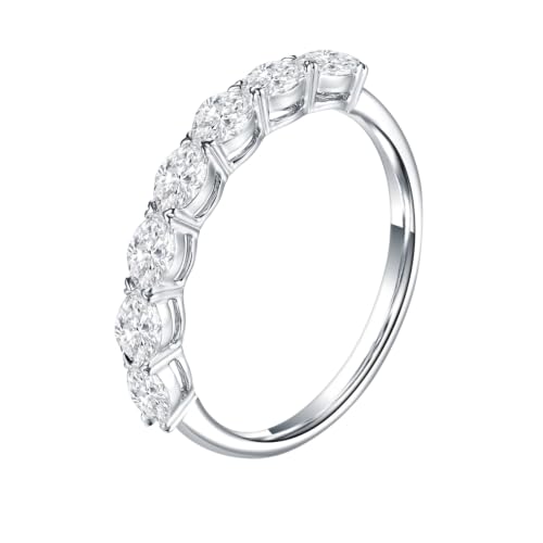 Image of Stfery 9 Kt White Gold Marquise Moissanite Wedding Band for Her Size R 1/2