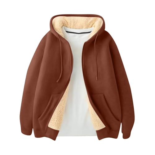 yakyamgi Fleece Lined Hoodie Men Warm Winter Zip Up Sherpa Jacket Sweatshirt Heavyweight Casual Hooded Sweatshirts Cozy Full Zip Jacket Coat Thermal Winter Clothing Chamarras Para Hombre Para El Frio