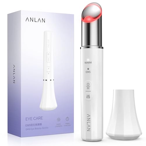 Red Light Therapy Wand for Eyes and Face，ANLAN Sonic Eye Massager Pen with Heated and Vibration，EMS Face Lift Device for Dark Circles Puffiness Anti-Ageing Wrinkle Remover，Promote Essence Absorption