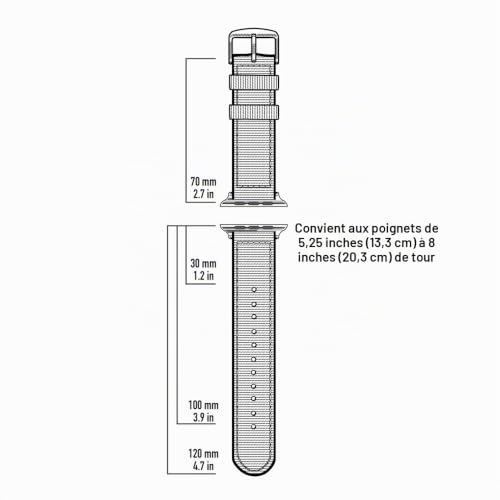 Archer Watch Straps - Bracelets de Remplacement en Nylon pour Apple Watch (Vert Olive/Noir, 44/45/46/49mm) – vue 6