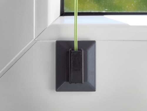 Aerolux Klebeplatten mit Klemmschuh universal für Plissees, verstrebt, 4er Pack inklusive Reinigungstuch, Montage von Plissees ohne Bohren am Fensterrahmen (anthrazit, 1x 4 Stück)