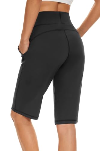 Women's Long Shorts 12" Knee Length Running Athletic High Waist Deep Pockets Quick Dry Loose Fit2