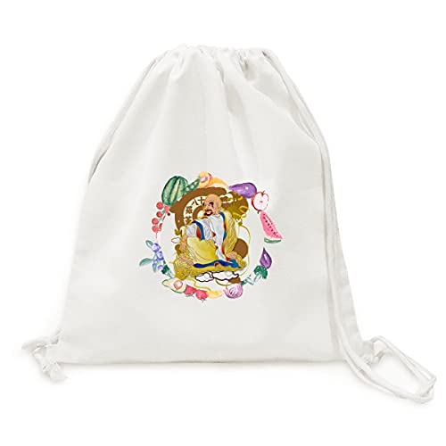 Sac en tissu pliable bouddhisme 18 Arhats illustration grand cabas à sangle fruits et légumes