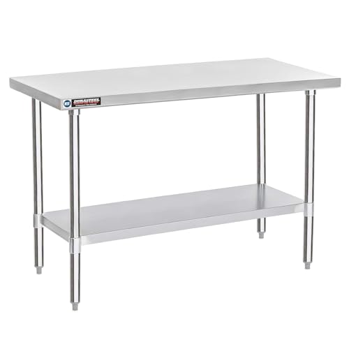 Image of DuraSteel 24x60 Stainless Steel Work Table - NSF Commercial Prep Metal Table - Outdoor Pizza Oven Stand w /Under Shelf - Kitchen Island Laundry Utility Garage Microwave Stand Large Rolling Storage Cart