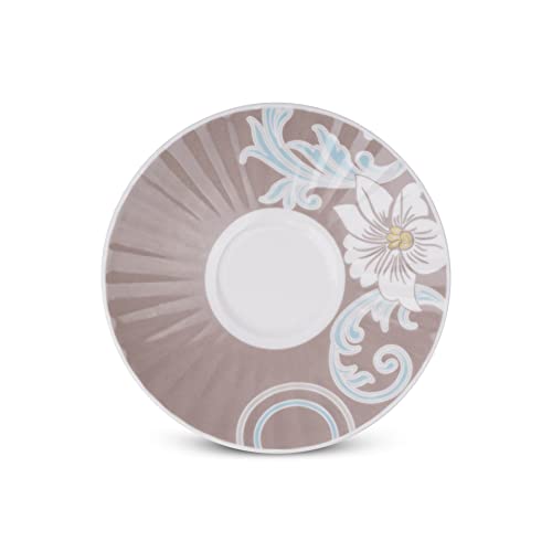 Image of Dandy Lines Classic Jodhpur Design Cup and Saucer Set, Ceramic, Pack of 12, Microwave & Dishwasher Safe, Great for Hosting & Gifting