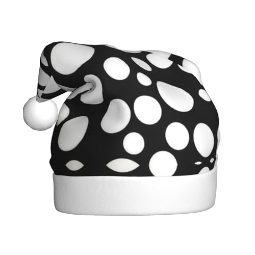 DUWAA Sombrero de Navidad con estampado de lunares en blanco y negro, divertido sombrero de Papá Noel para adultos, novedad para fiestas de Año Nuevo