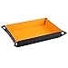 Emibele Organizador de Bandeja de Cuero, Bandeja de Joyas Rectangular Portátil y Plegable, Caja de Almacenamiento para Monedero Teléfono Móvil Reloj Llave Joyería Material de Oficina, Negro & Naranja