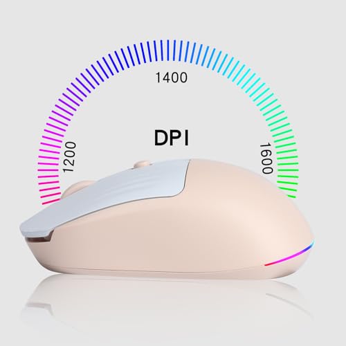 Image of Super Space Wireless Bluetooth Mouse, 2.4G Cute Silent Computer Mouse for Tablet Phone, Dual Mode (BT+USB Receiver) with 3 Level Dpi Portable Rechargeable Mice for Office Home(Pink)