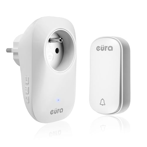 Timbre inalámbrico sin batería SOUL WDP-91H2 con enchufe de ~ 230 V de Eura-Tech, para exteriores, resistente al agua, inalámbrico, alcance de 100 m, 58 melodías, 4 niveles de volumen