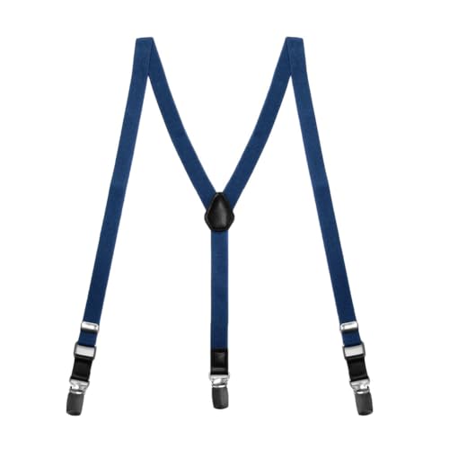 tiemart Boys' Dark Blue Skinny Suspenders