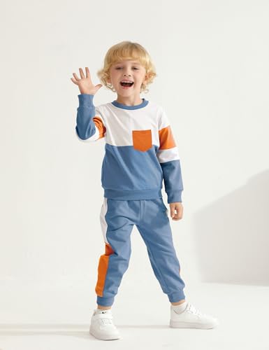 Image of Toddler Boy Clothes Long Sleeve Hoodie Sweatsuits Tops and Pants 2Pcs Boys Fall Winter Outfits Set