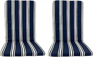 ZGantrix High Back Adirondack Chair Cushions 2 Pack, 45x108cm Waterproof Outdoor Seat Pads with Ties (3/5cm Thick) for Patio Lounger, Rocking & Recliner - Christmas & New Year (Blue A,3cm)